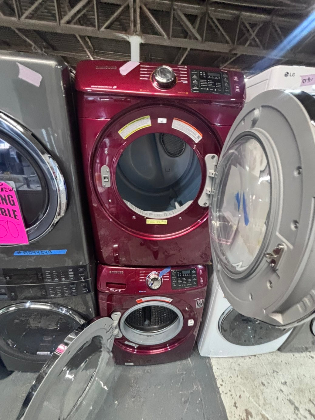 >*July 4th sale🇺🇸Samsung steam ENERGY STAR washer 4.5 cu ft & dryer 7.5 cu ft set electric steam 220v front load stackable or side by side - sensor dry ,burgundy color #BGC4Q1SET