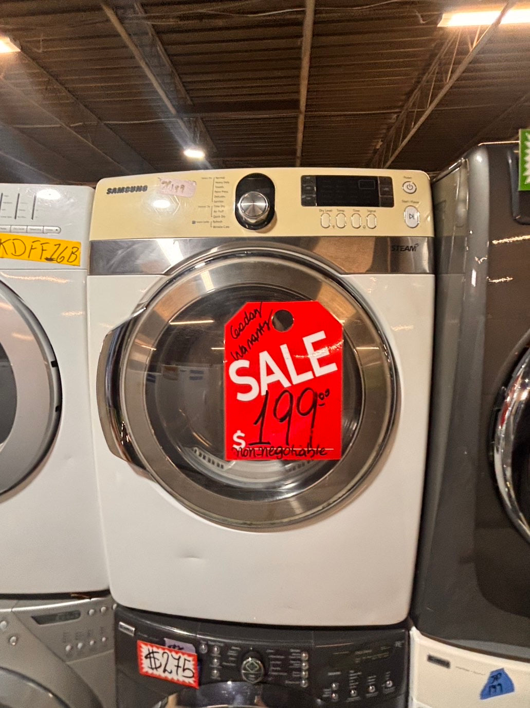 >*special 🔥Sale🔥Samsung sensor Dry front load stackable electric 220v dryer in white color used-refurbished 27" #SDF816B