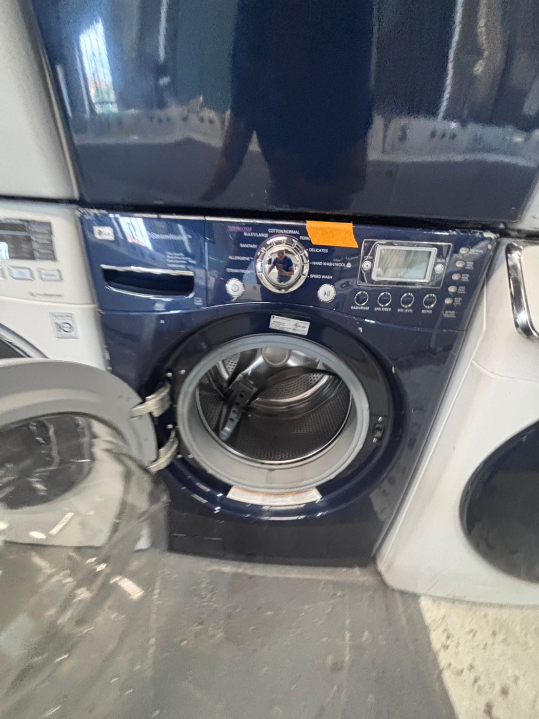 } special🎉LG  washer & dryer set electric 220v front load stackable or side by side - sensor dry , working 💯  with warranty , in navy blue color   #SPO17SET