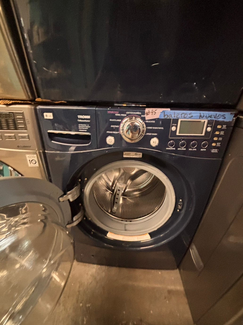 >* special🎉LG washer & dryer set electric 220v front load stackable or side by side - sensor dry in navy blue used,refurbished #WQB5SET