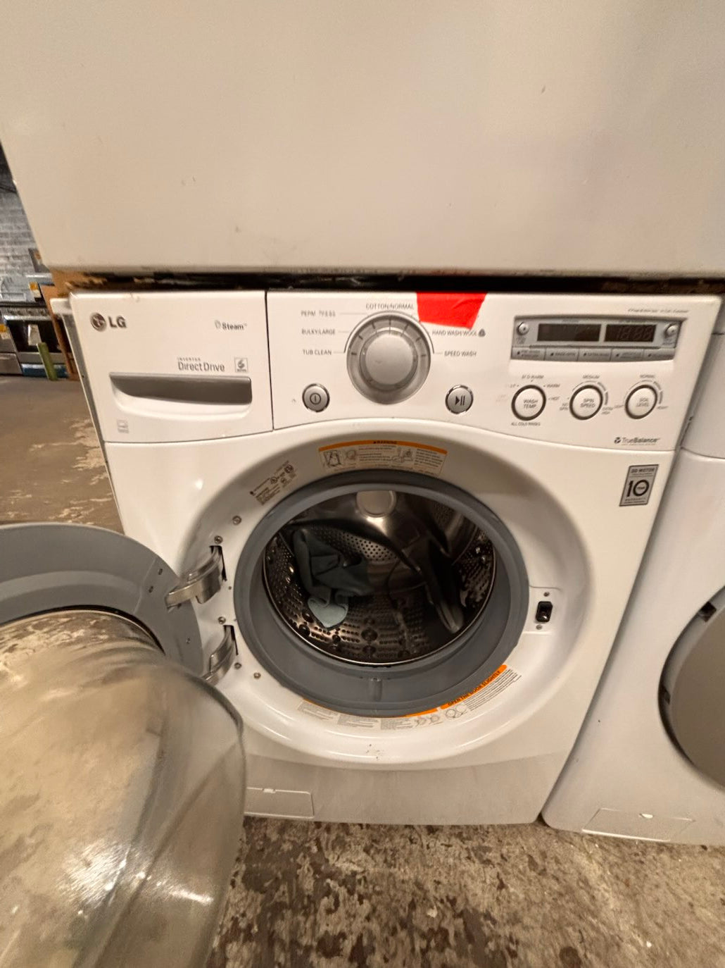 } } special🔥LG washer & dryer set large capacity,electric 220v front load stackable or side by side - sensor dry , working 💯 with warranty ! in white color used,refurbished #LGWW94SET