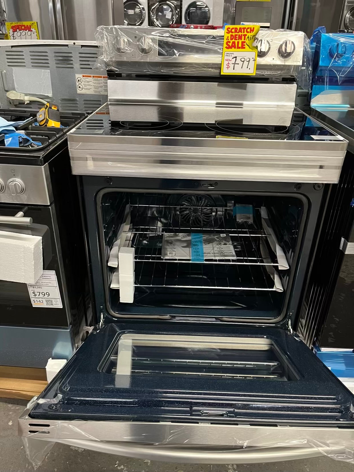 Open box Samsung electric range 220v bake broil self clean steam clean dehydrate stainless steel 30" #ER274DB