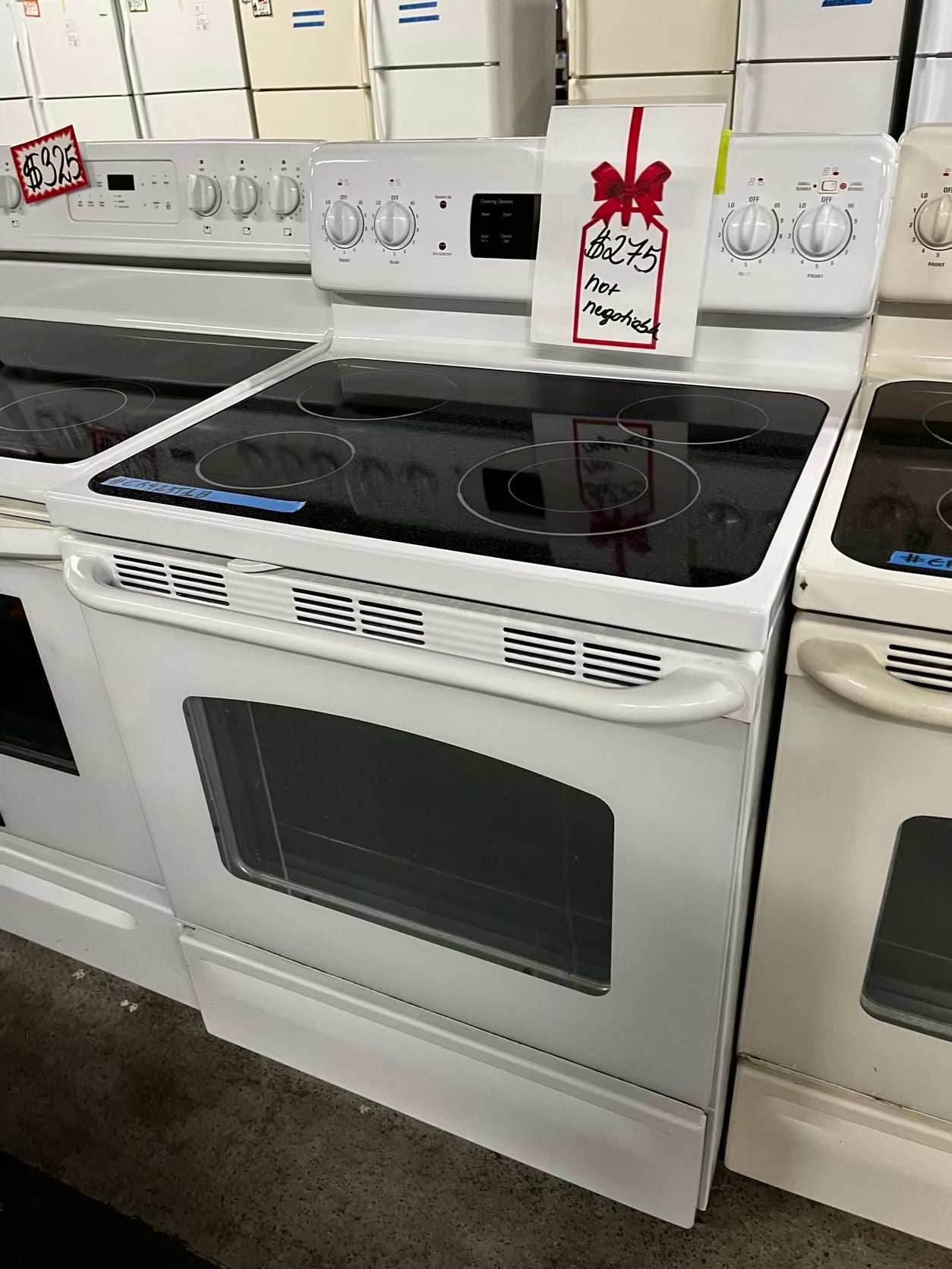 🎄Holiday Sale 🎁GE glass top electric range 220v 4 burner Refurbished bake Broil hi/lo in white 30" #ER923T1B