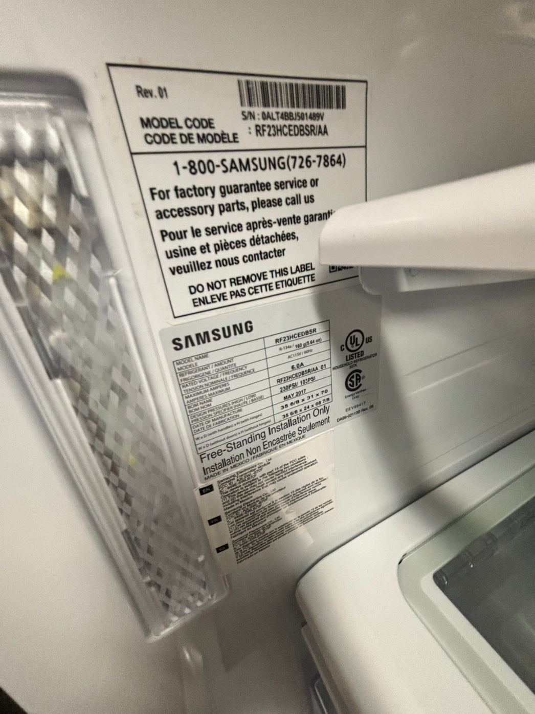 * Samsung French door Refrigerator stainless steel w/ ice water dispenser 36" counter-depth  #RF60CL