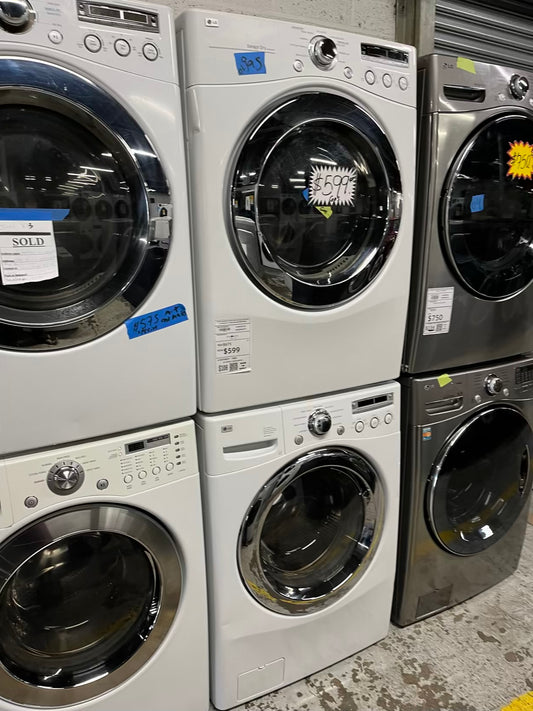 LG GAS washer & dryer set front load stackable in white 30" in Refurbished #WD928HB