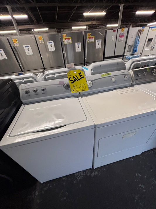 >Kenmore Top load washer machine 3.5 cu.ft  27” & Gas Dryer 29”wide 6.cu.ft set white #WDKX21B