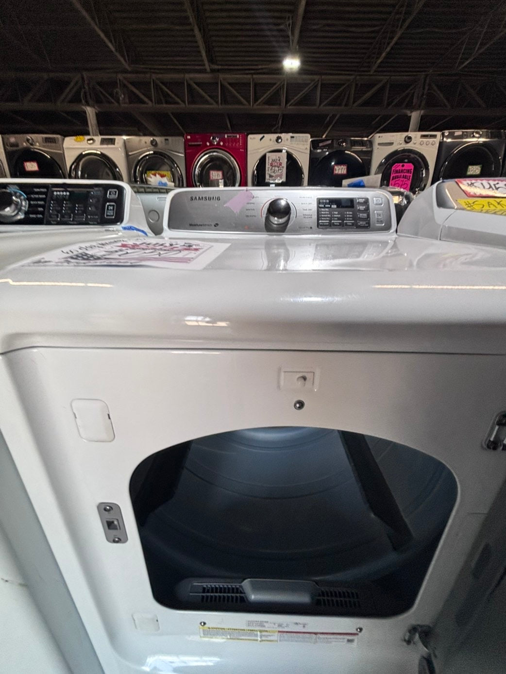>*samsung white  top top load washer large capacity & dryer set electric 220v side x side top load stainless steel drum white color used-refurbished #W5AABB