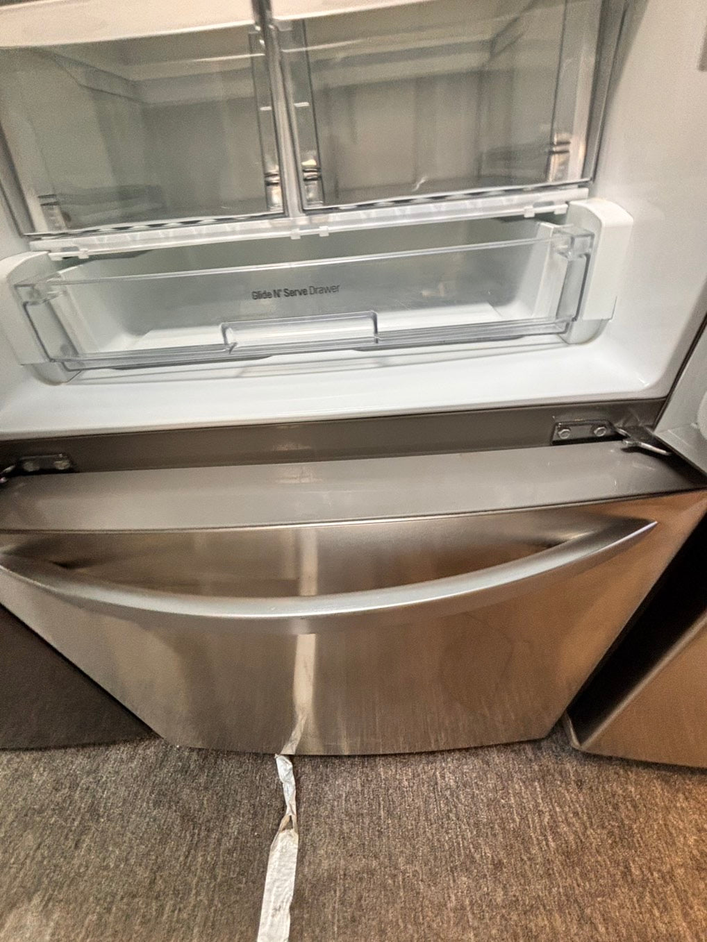 > LG 30” wide French Door Refrigerator in Stainless Steel with ice maker inside used-refurbished # RF33D2BB