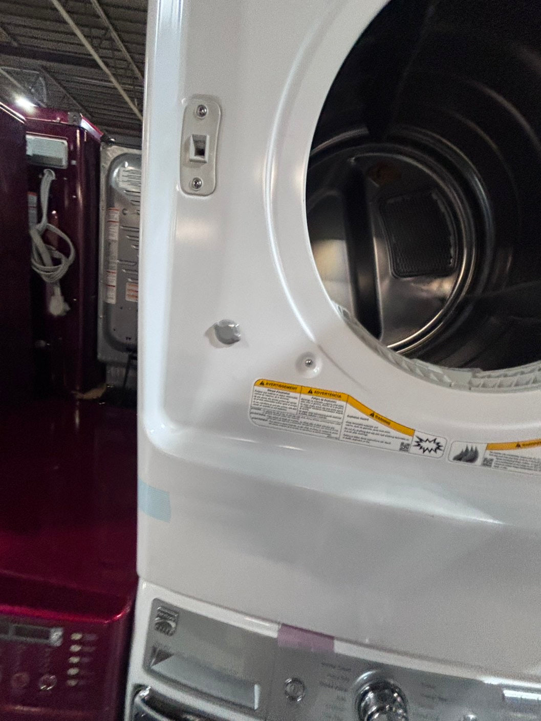 >*special🔥used great condition 29”refurbished kenmore washer & dryer set white color ,electric front load jumbo size stackable or side by side stainless steel drum 29" #WKM5S9B