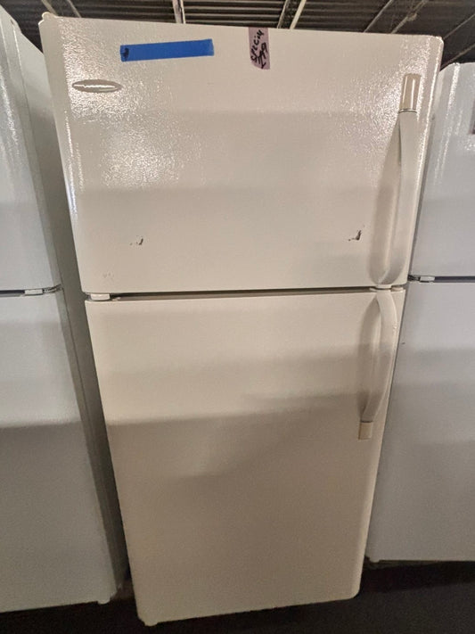 >sale🔥frigidaire 30”18cu.ft -top freezer refrigerator off white color   -used refurbished 30” #TY4NRB