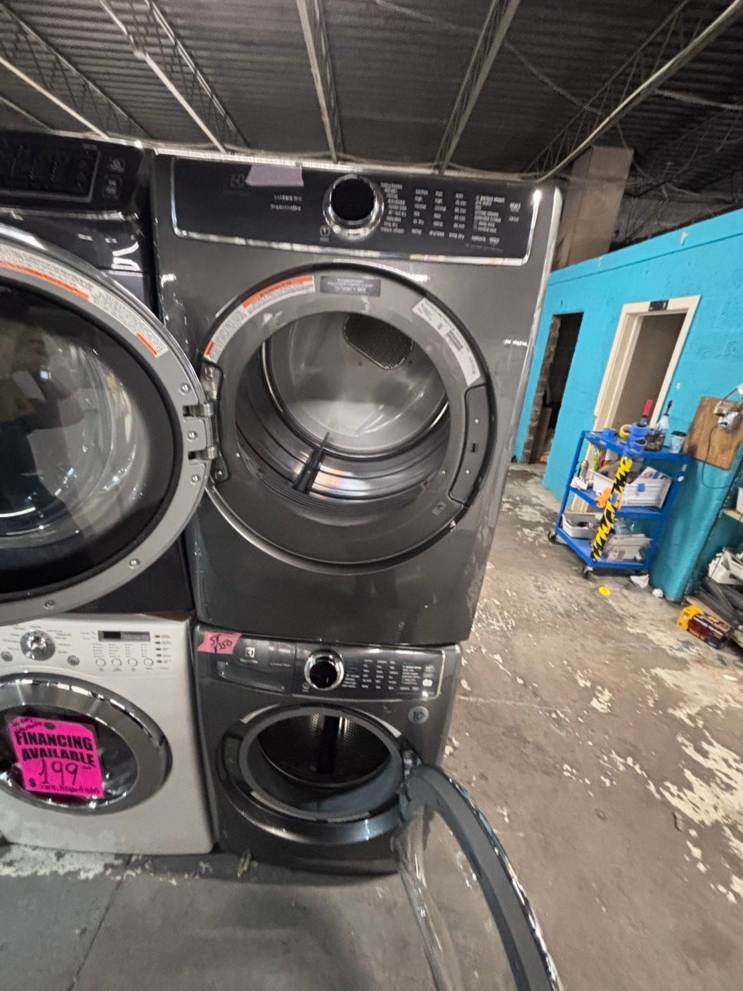 >* special 🔥Electrolux large capacity washer & dryer set electric 220v front load stackable or side by side - sensor dry in gray  #ELS6SET