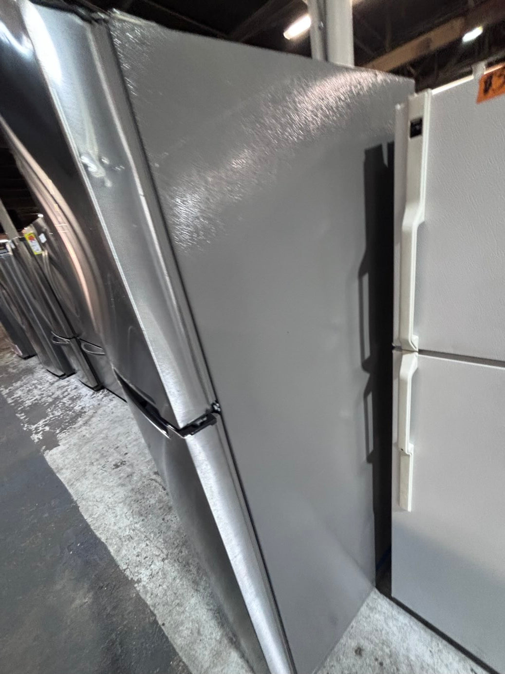 >*28” whirlpool top freezer fridge stainless steel  used-refurbished #FFQX4ZB