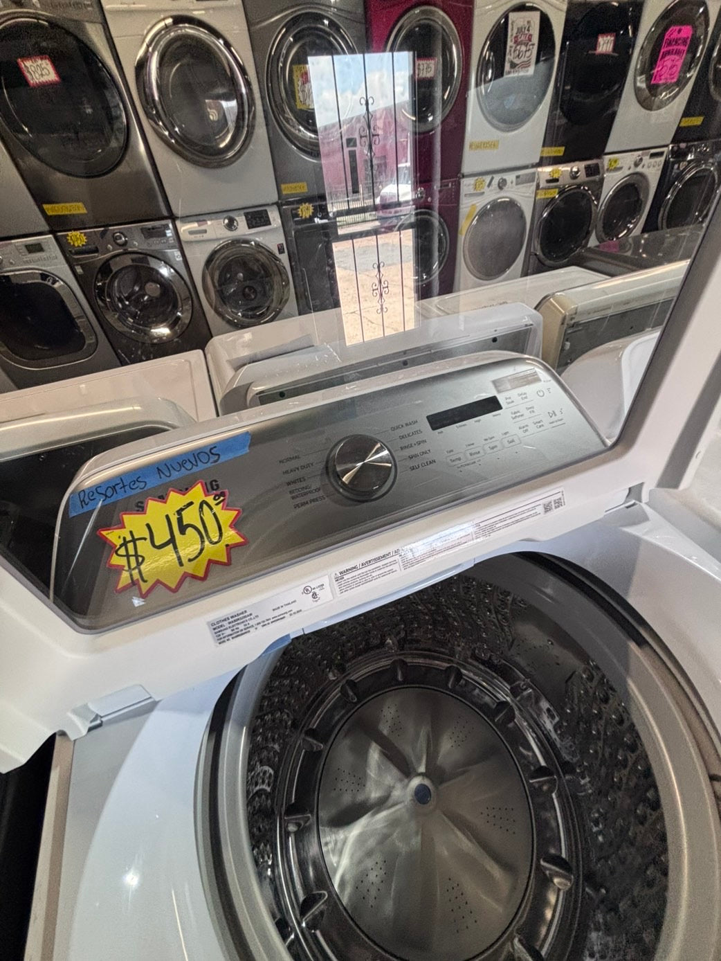 >*july 4th sale 🇺🇸samsung white  top top load washer large capacity & dryer set electric 220v side x side top load stainless steel drum white color used-refurbished #WSWA8B