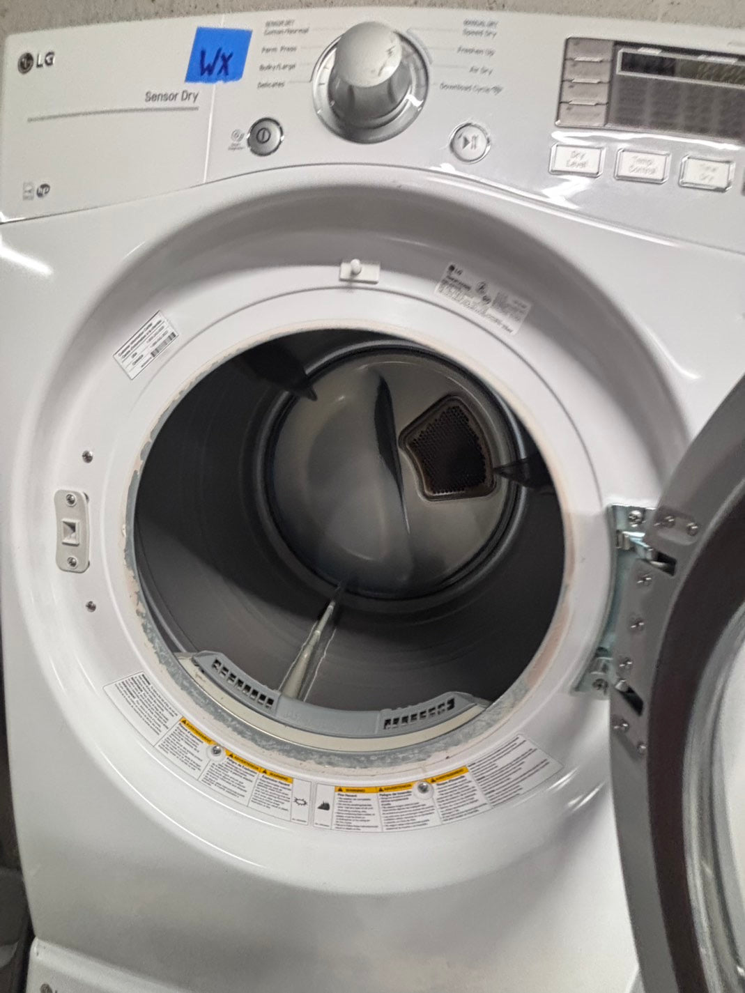 >LG GAS  washer & dryer set front load stackable white   27” in used-Refurbished #WD43GB