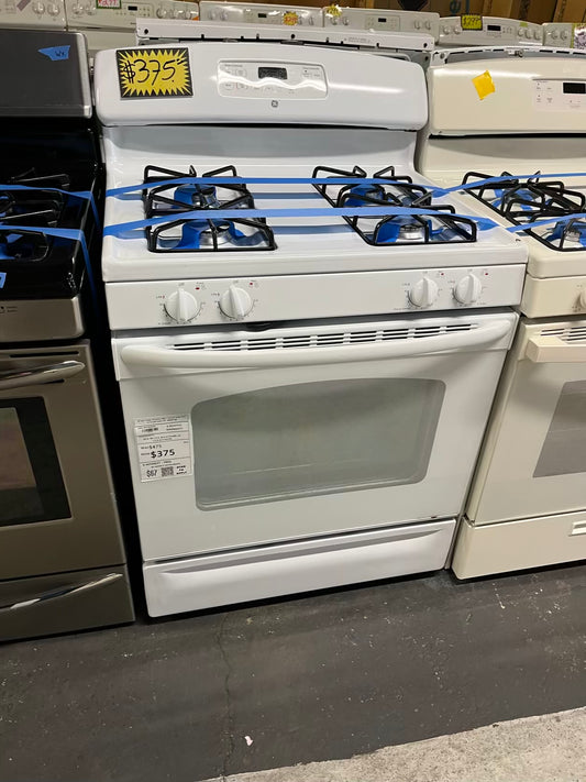 GE gas range stainless steel 4 burner bake broil hi/lo self clean 30" #ER677JB
