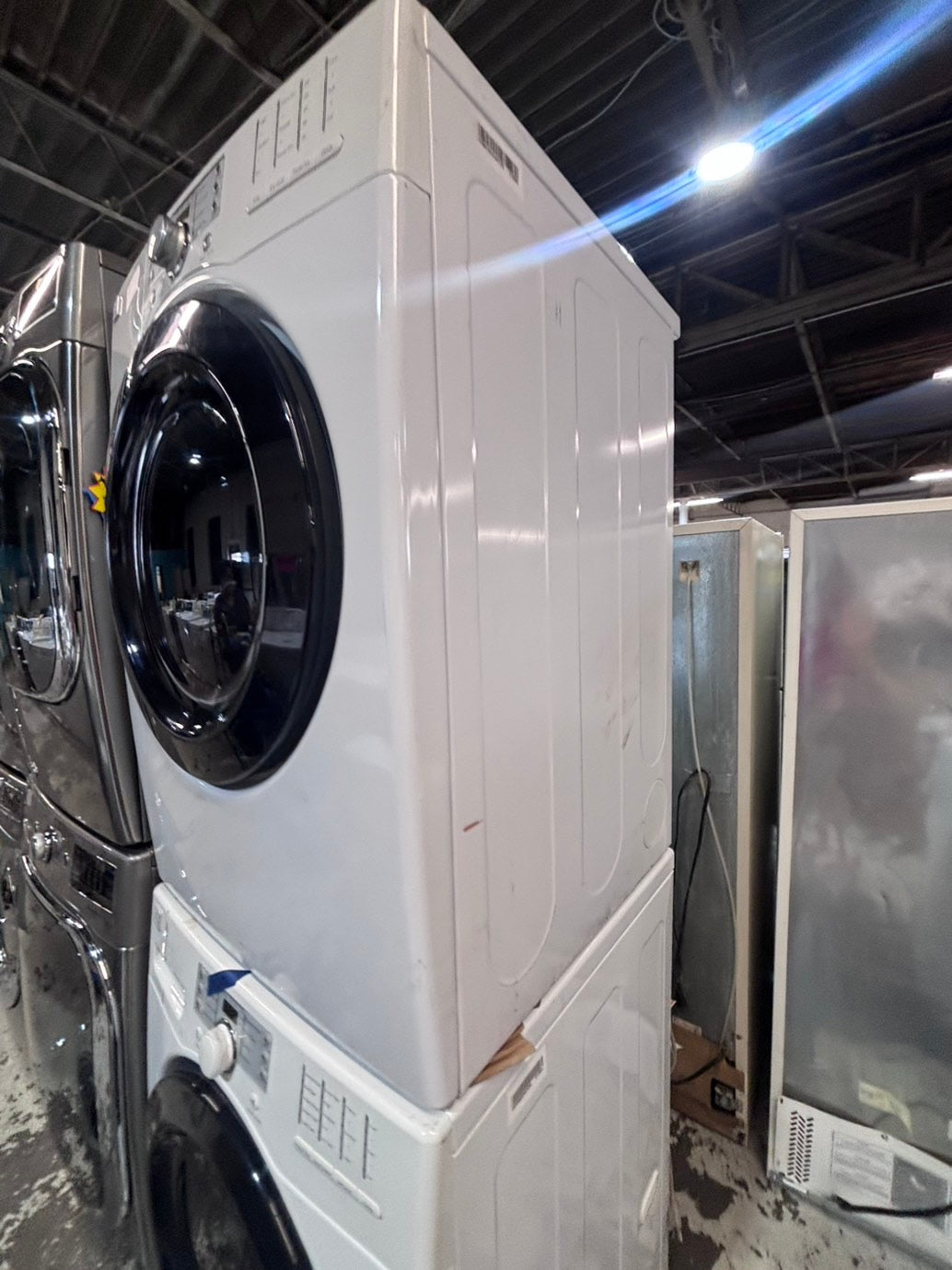 >*early July 4th special 🇺🇸kenmore washer & dryer set electric 220v front load stackable or side by side - sensor dry in white  color #GW1S2BSET