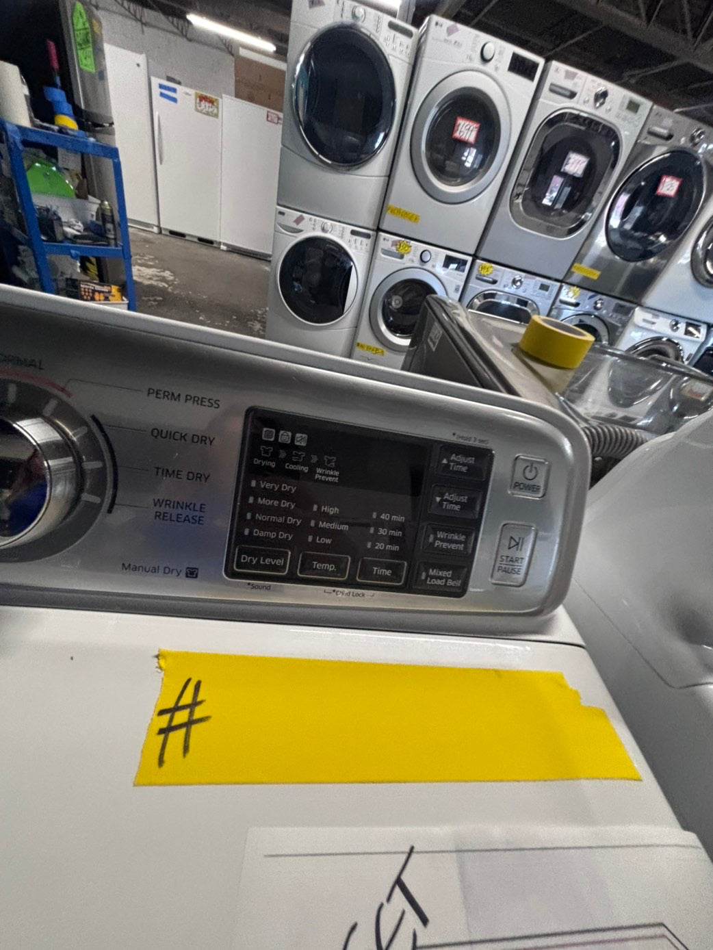 >*july 4th sale 🇺🇸samsung white  top top load washer large capacity & dryer set electric 220v side x side top load stainless steel drum white color used-refurbished #WSYH55B