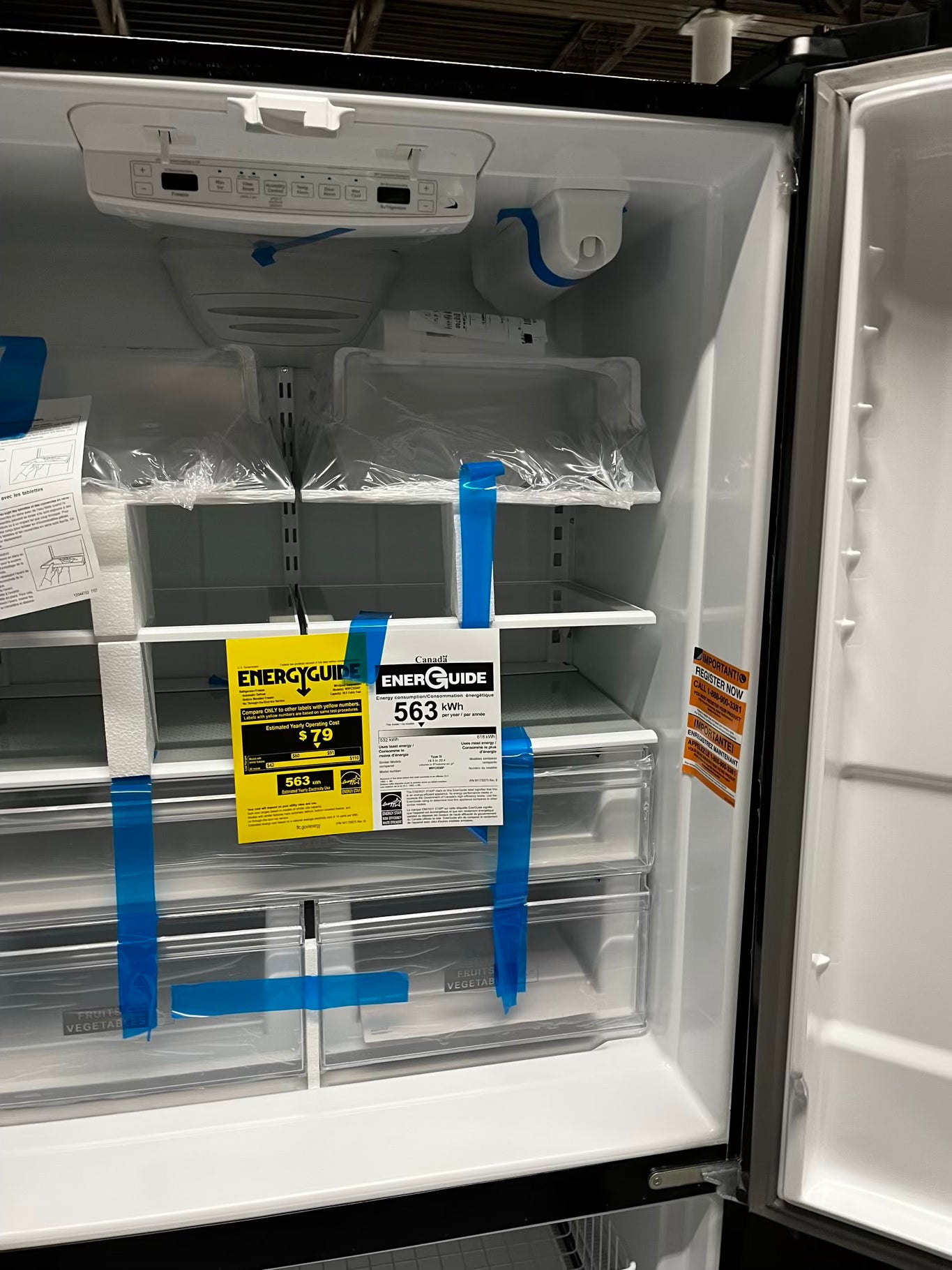 ~ ⚡️ Black Friday 🎉 Open Box 📦 scratch & Dent 36 in. 20 cu. ft. Counter Depth French Door Bottom Mount Refrigerator in Black with Elevated Deli Drawer Stock number #RF10934AB