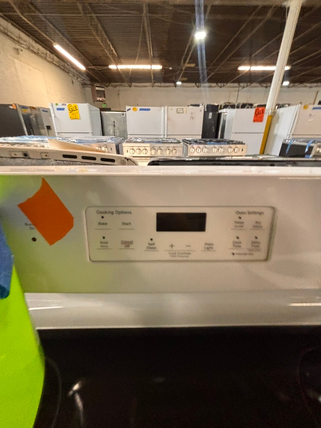 >*special🔥GE electric 220v glass top range bake Broil roast self clean white  30" used-Refurbished #GW4321B