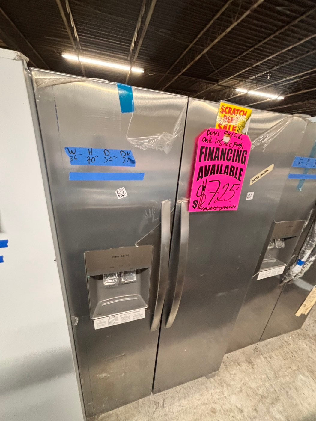 >special 🔥new Open Box 📦 | scratch & dent Frigidaire side x side  refrigerator w/ice water dispenser stainless steel 36" #RF1281B