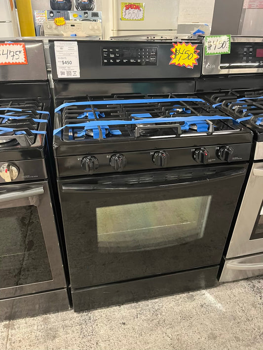 - Samsung Gas range 5 burner convection bake broil bake self clean in black #GR744LB