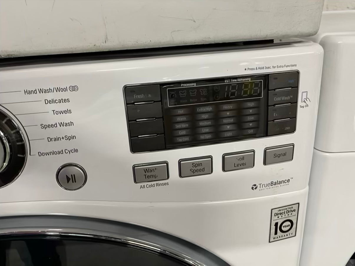 LG washer & dryer set electric 220v front load stackable in white 30” in Refurbished #WD932HB