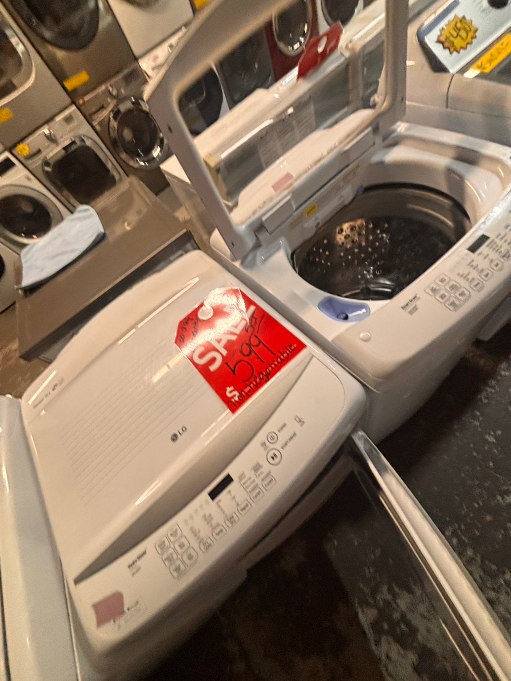 >*LG white  top top load washer large capacity & dryer set electric 220v side x side top load stainless steel drum white color used-refurbished #WYQ1ABB