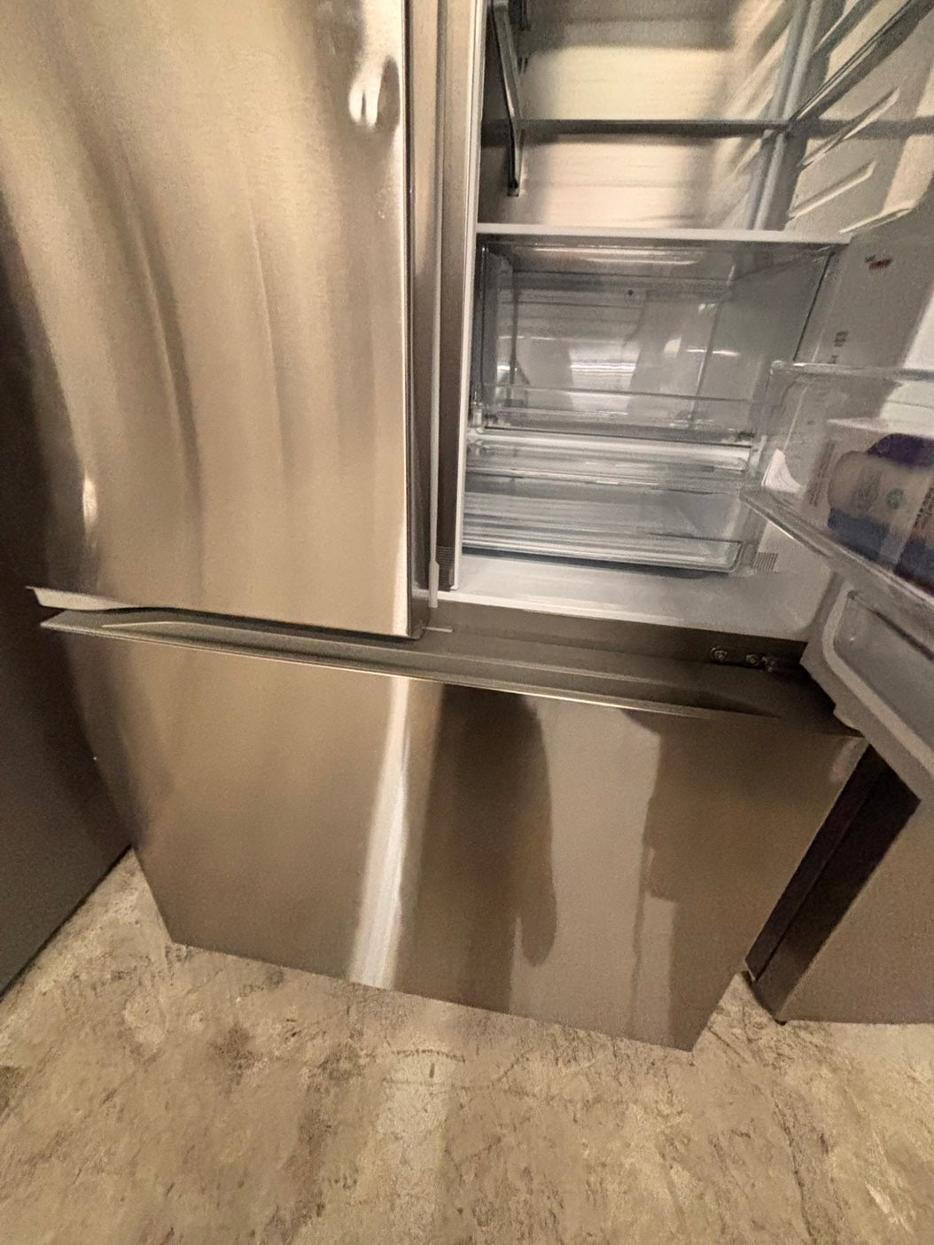 > LG new open box 📦 costumer return 27 cu. ft. SMART Counter Depth MAX French Door Refrigerator with Ice and Water inside ADA Comp in PrintProof Stainless Steel #RLIOAB