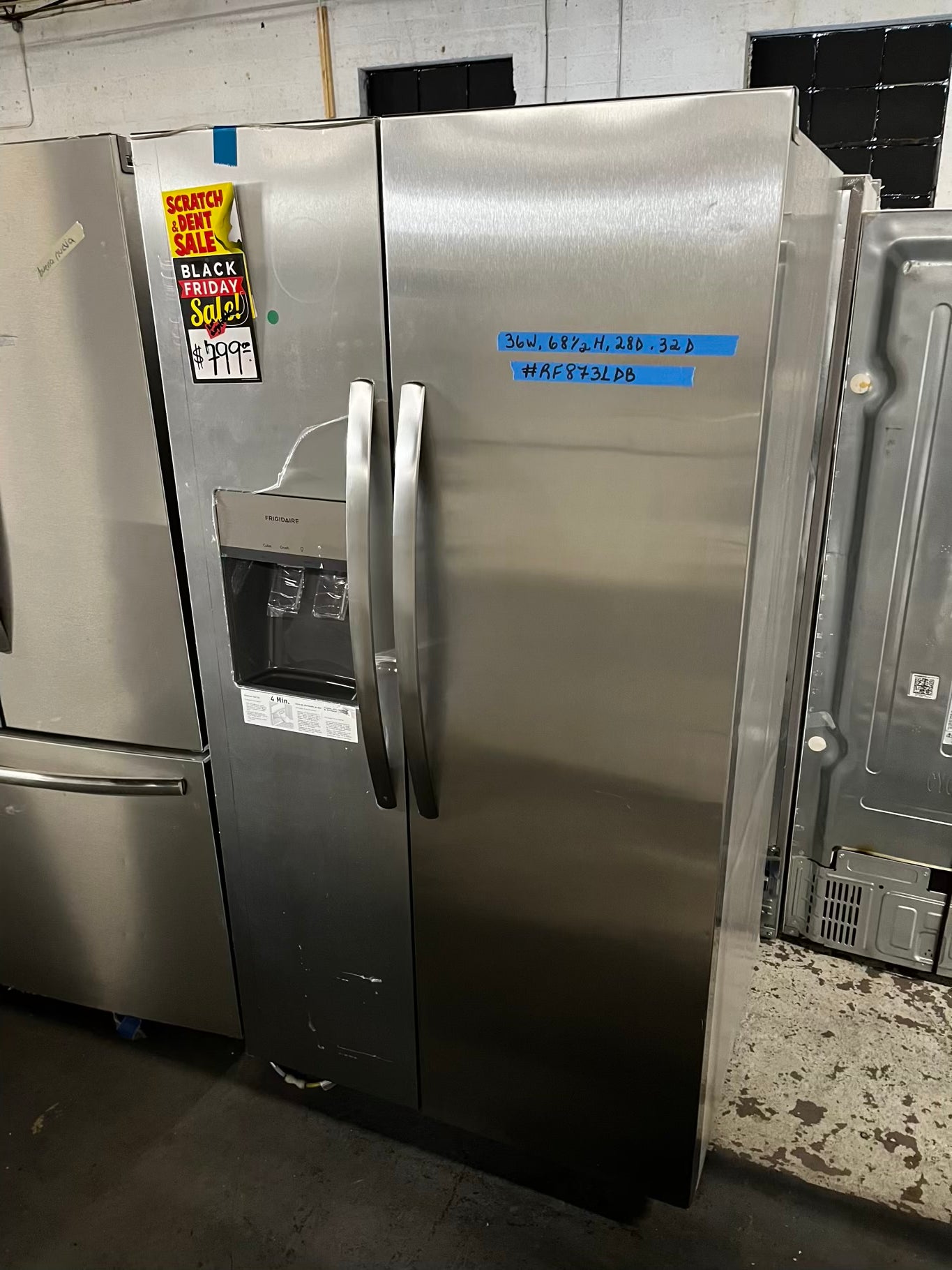 ~ Open Box 📦 | scratch & dent Frigidaire side x side  refrigerator w/ice water dispenser stainless steel 36" #RF8731DB