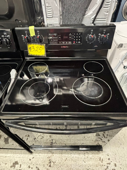 *Samsung glass top electric range 220v 5 burner warm zone Refurbished black  fast boil bake Broil steam clean -self clean 30" #RB143EB
