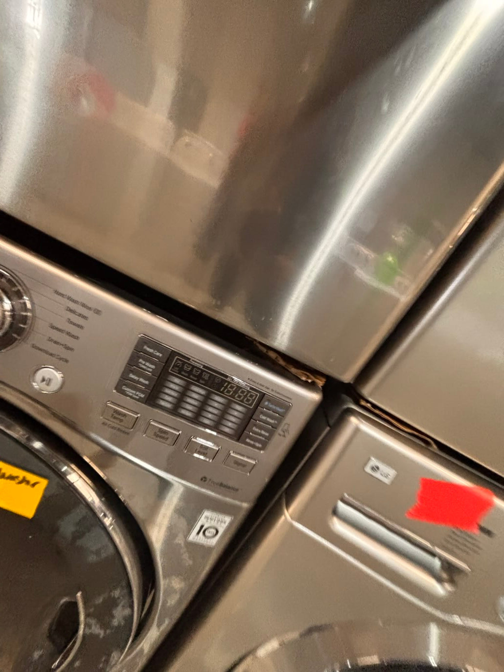 }}LG GAS  washer large capacity& dryer steam set front load stackable or side by side gray-silver 27” working 💯 with warranty !   used-Refurbished #LGSG3SET