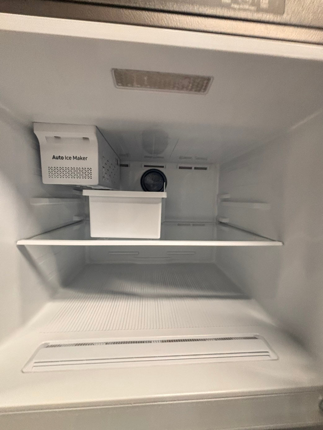>29” samsung top freezer fridge stainless steel with ice maker inside used-refurbished #TRF8BL