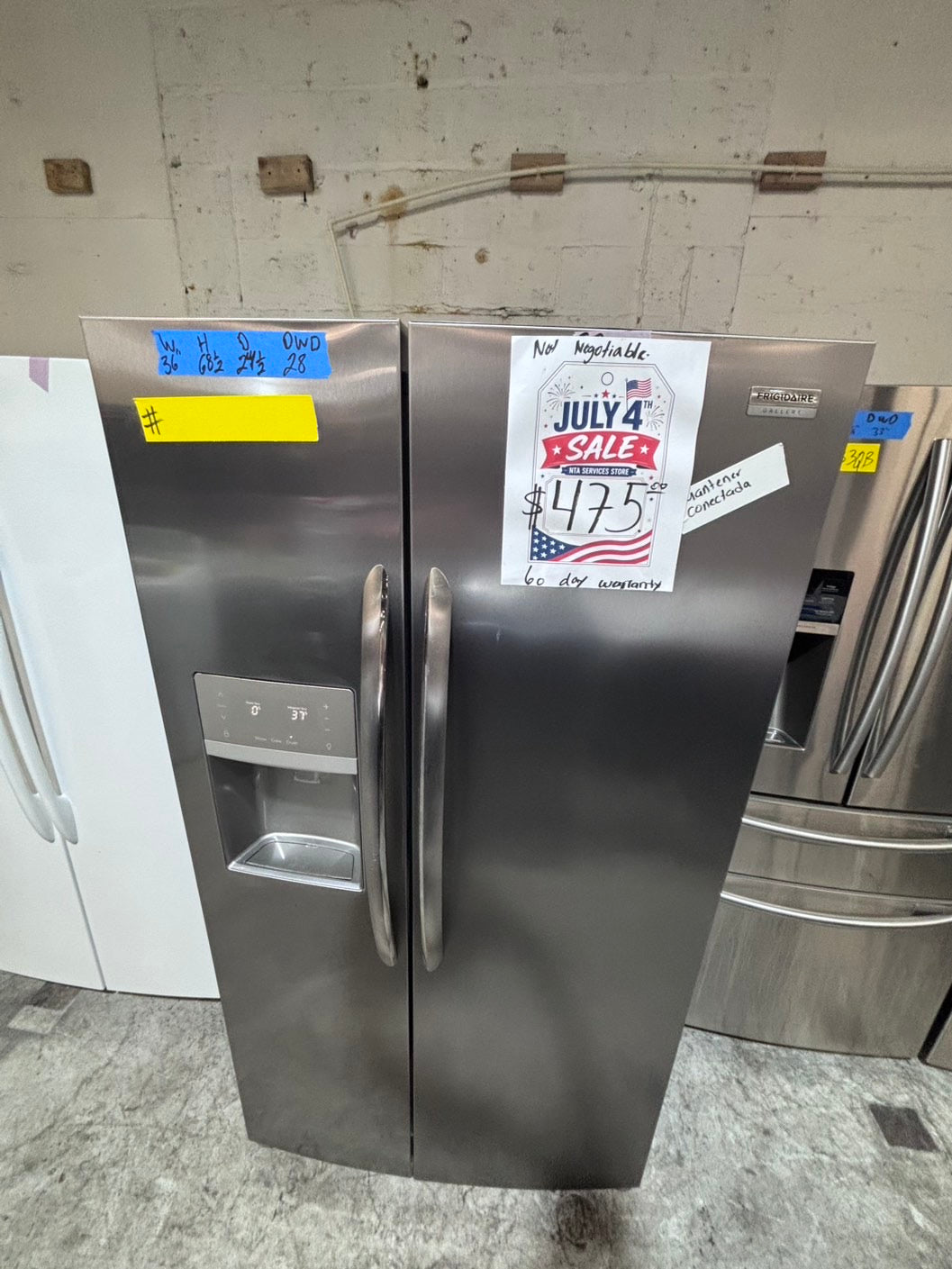 >*early July 4th sale🇺🇸36”frigidaire counter depth side by side door fridge  stainless steel w/ice water dispenser 36” #FRG24AAB