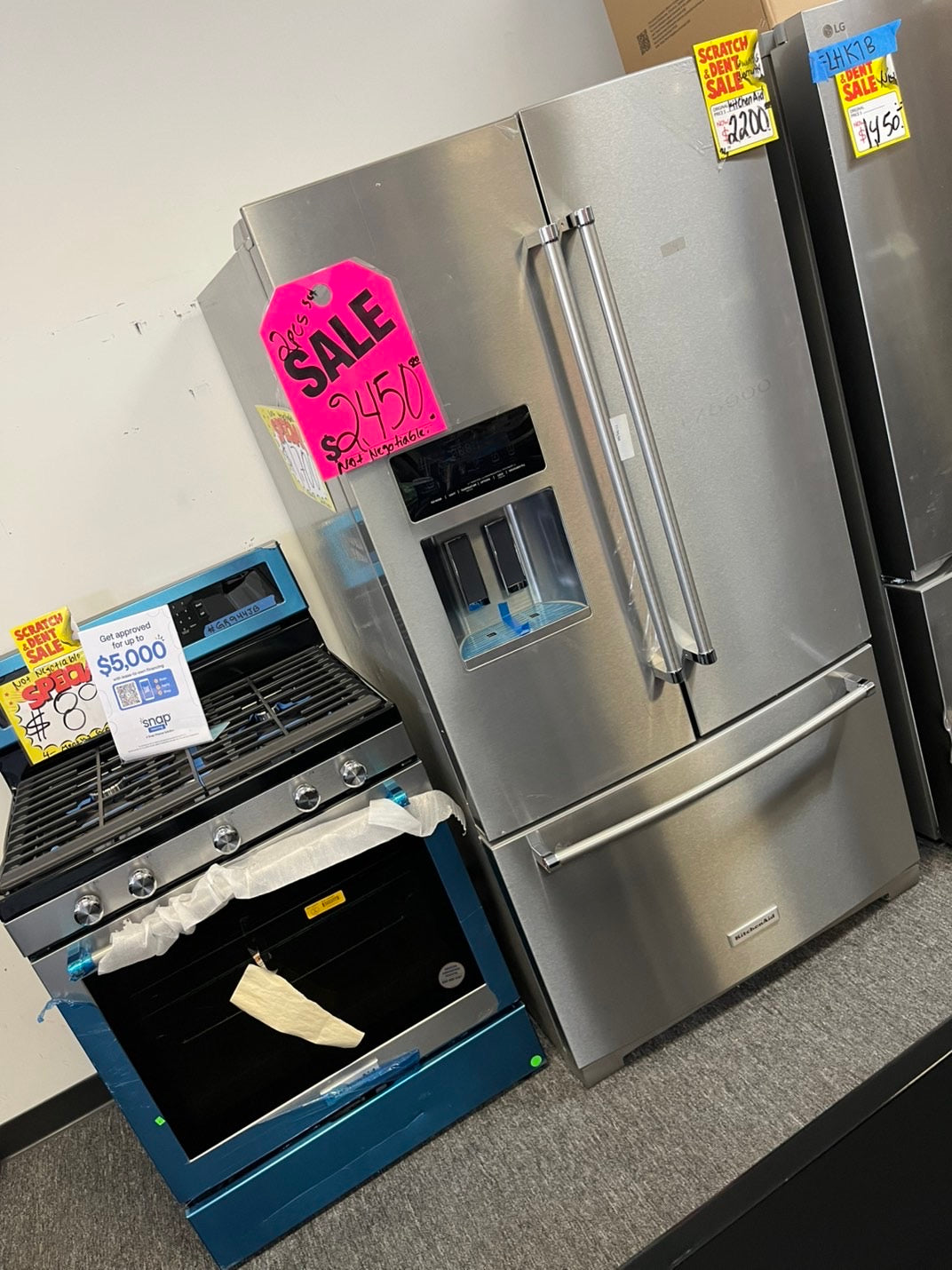 🎉🥳 =2Pcs package kitchen. New scratch&Dent Kitcheniad 36” French Door fridge stainless steel & Gas range 5 burner stainless steel 30” #RFRGA24BL