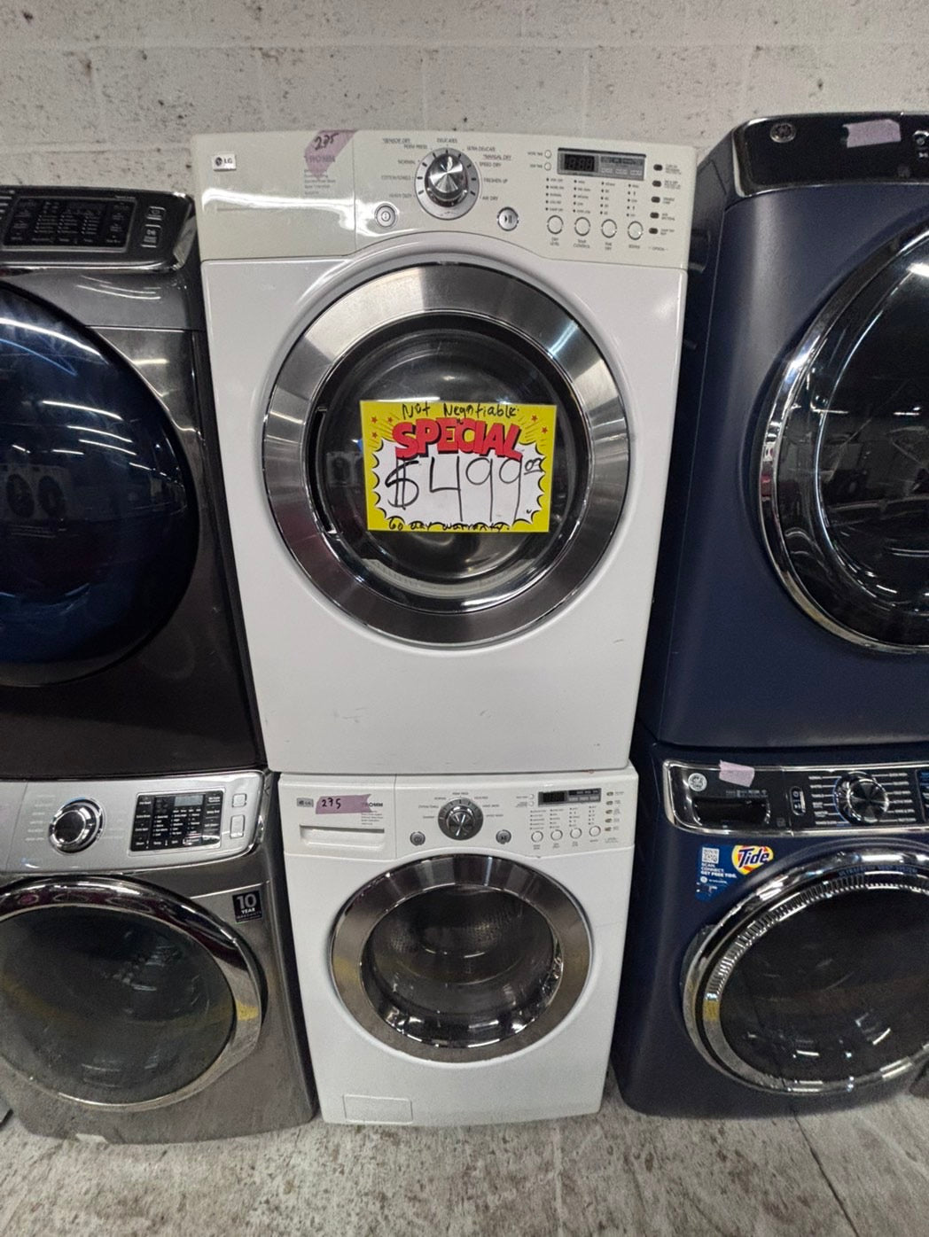 >*LG washer & dryer set electric 220v front load stackable or side by side - sensor dry in white #WDAZ6BSET