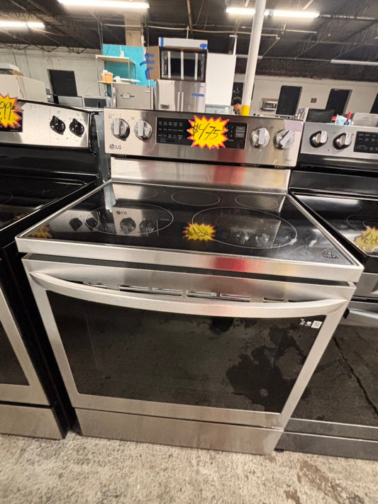 >LG Airfry convection oven -glass top electric range 220v 5 burner stainless steel warm zone bake broil used-Refurbished fast boil 30" #EL9G2B