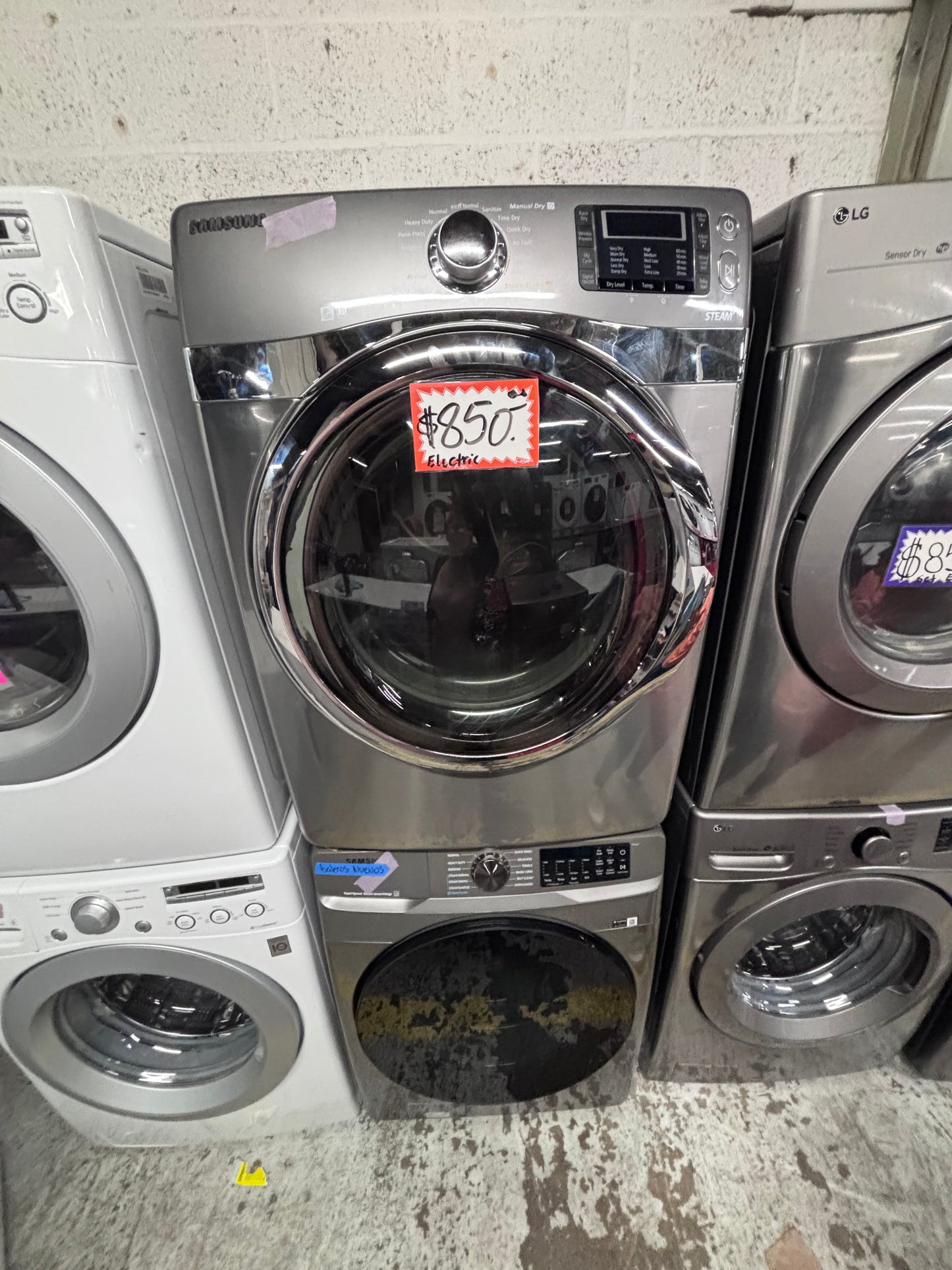 >>Samsung gray washer 4.5cu. ft. Large capacity, & electric dryer set in great condition 27” stackable or side by side  used-refurbished  #SFL19TB