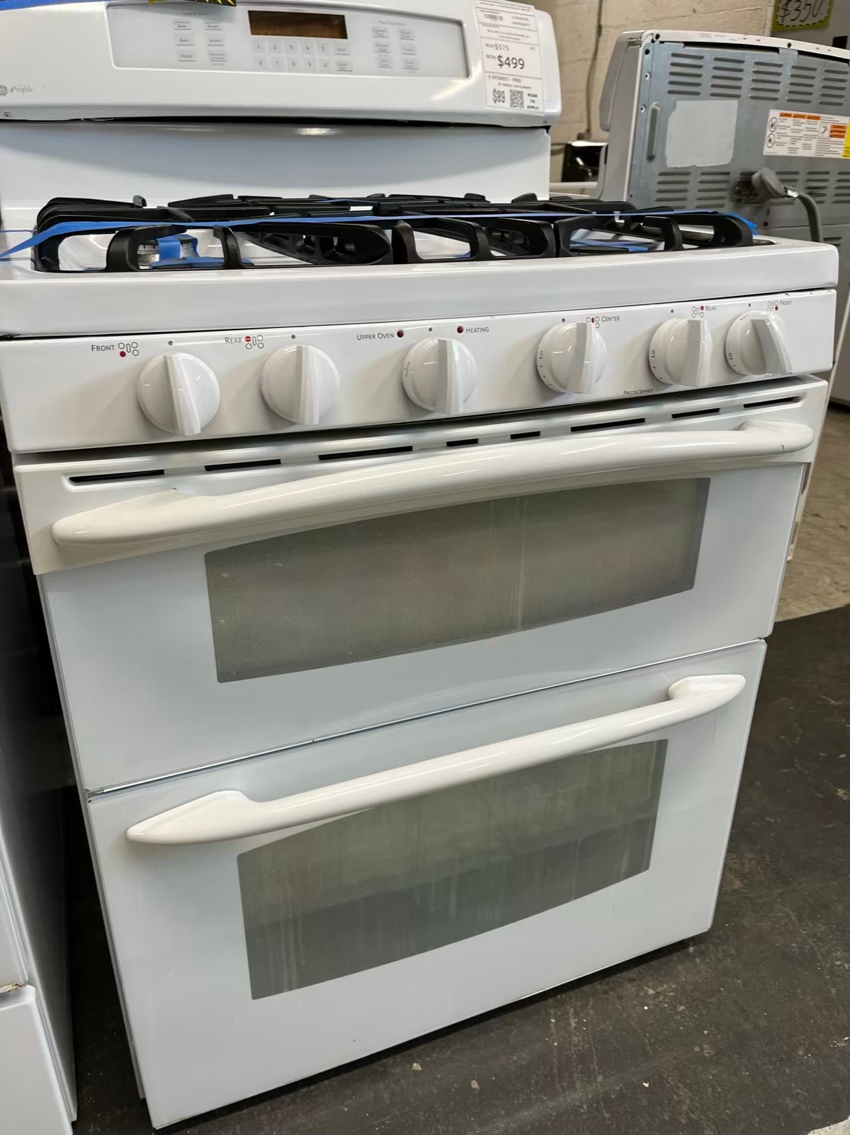 GE Profile GAS PROPANE range 5 burner convection bake roast self clean in white Refurbished 30" #GR210TB