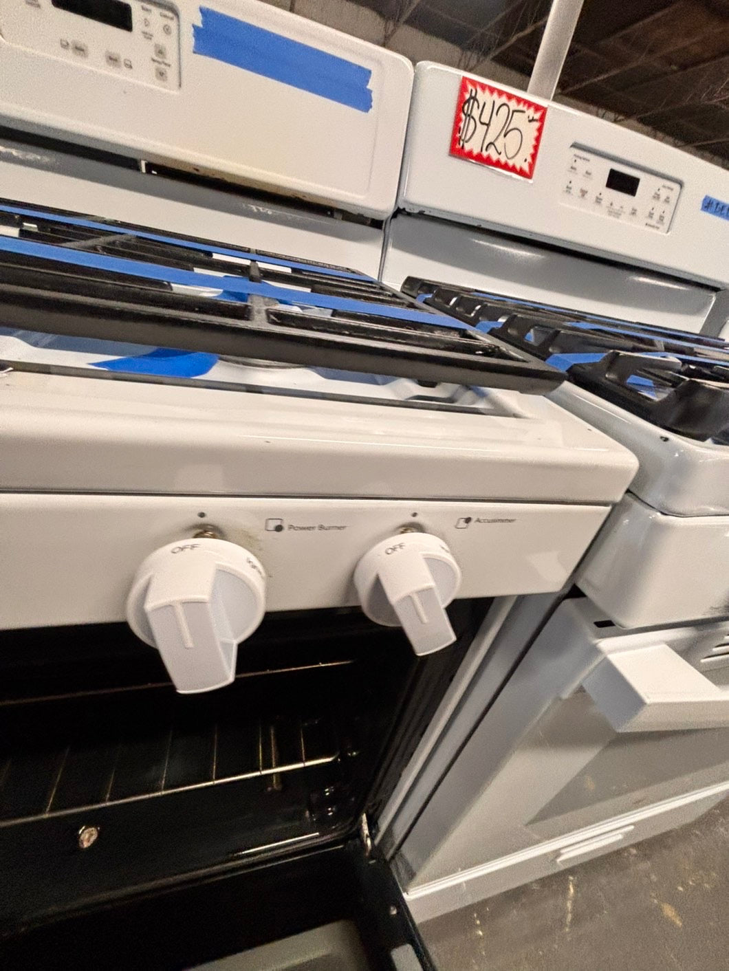 >Whirlpool Gas stove  oven  4Burner broil & bake 30” white used-refurbished #AWPDAB