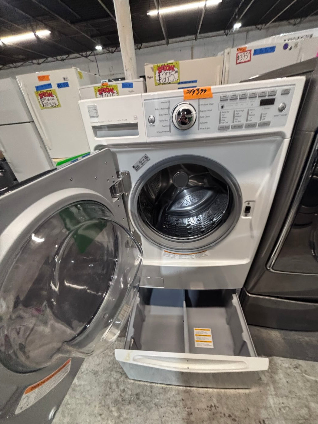 }Sale🔥Kenmore front load washing machine large capacity 4.5 cu ft white 27” w/pedestal working 💯 with warranty - used refurbished #WKM51B