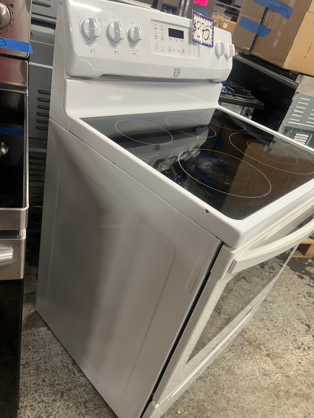 =Kenmore Convection oven Glass Top electric stove white bake broil 5 burner Self clean 30” white Refurbished #ELRA47B