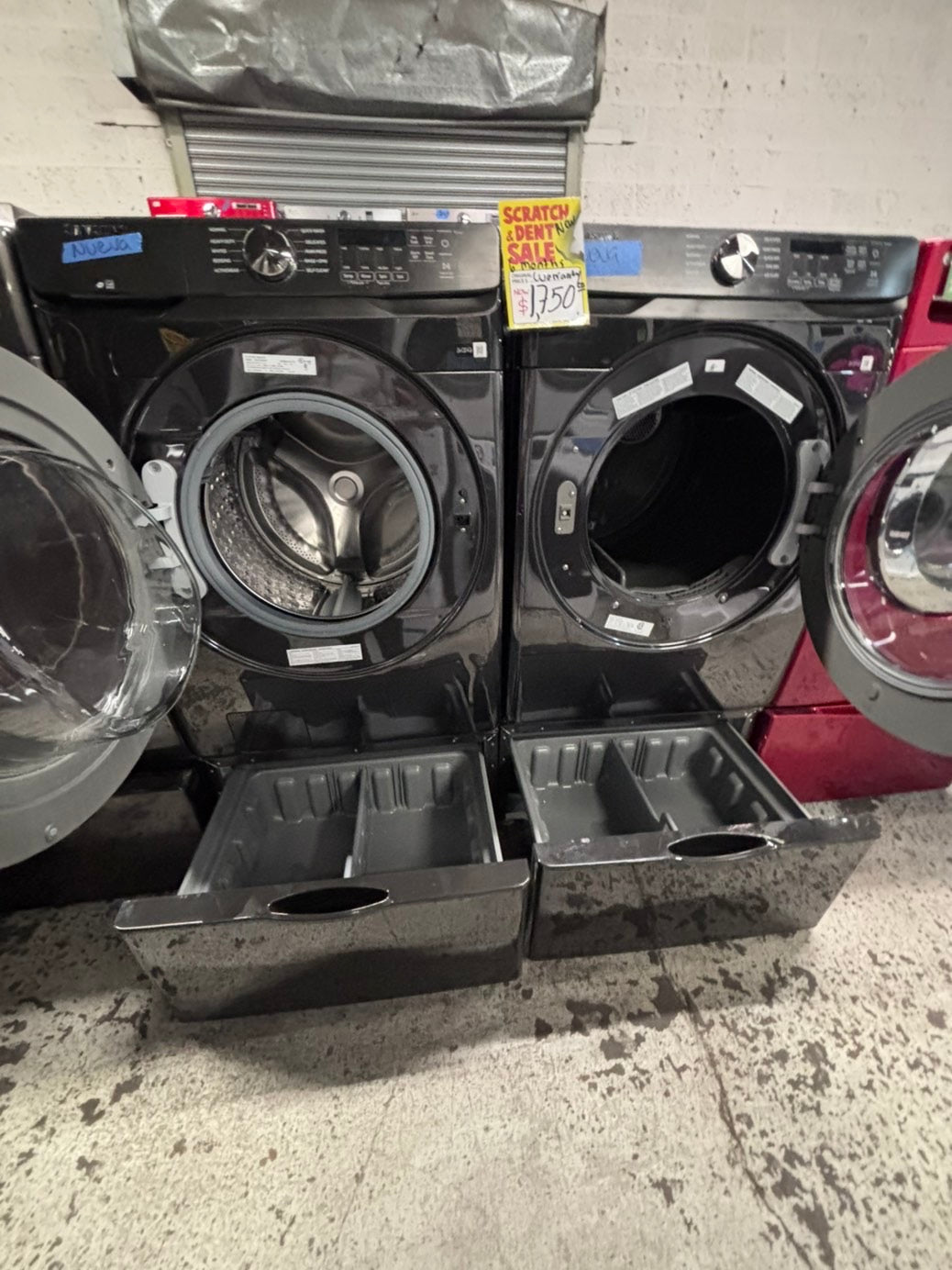 >>New open box 📦 Samsung front load washer & dryer electric set with pedestal storage 27” #SAEL8V7B