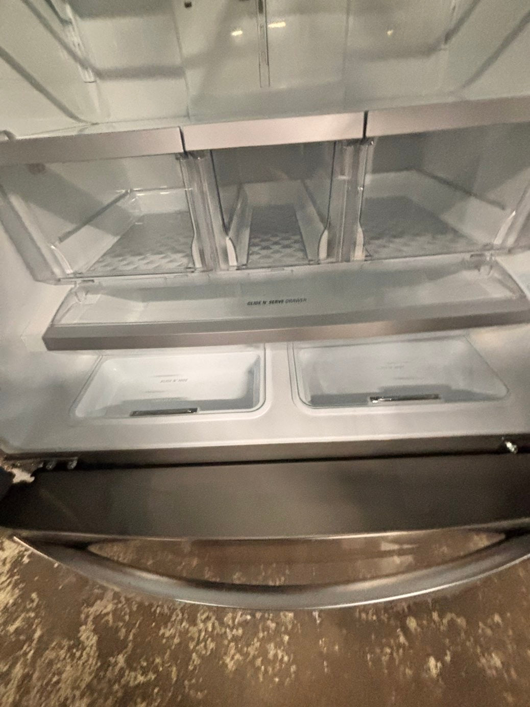 >LG  French door Refrigerator full size  stainless steel w/ ice water dispenser great condition 36" used-refurbished #KVT33ZB