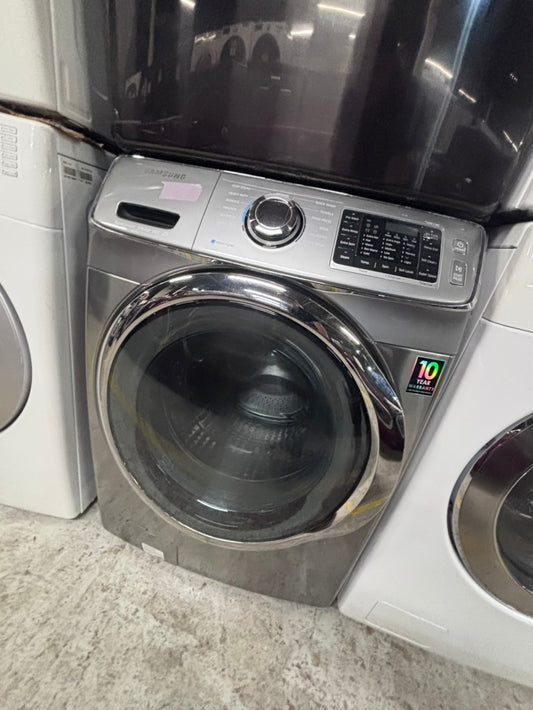 >*Samsung gray front load washer large capacity stackable or side by side  27” in used-Refurbished #SGA64WB