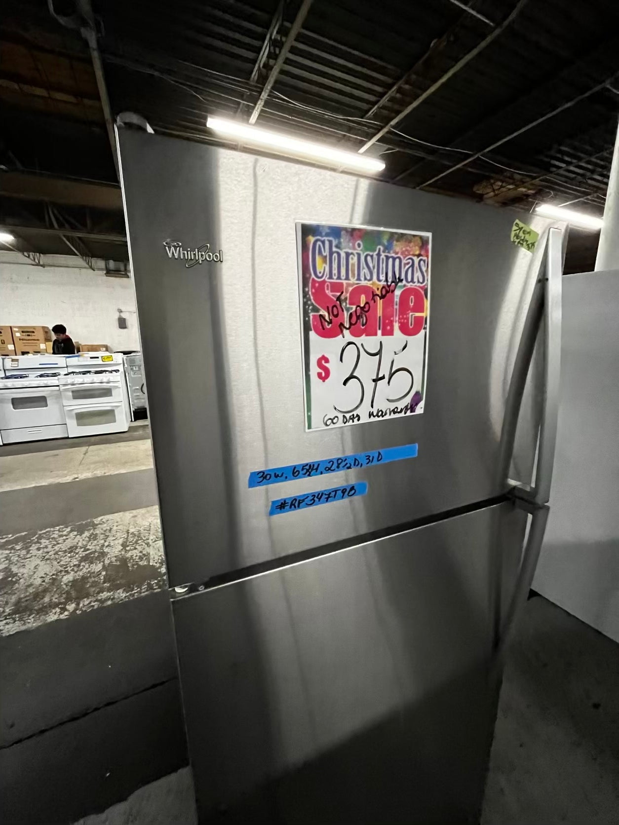 🎄Holiday Sale 🎁” Whirlpool top freezer refrigerator stainless steel  used refurbished 30’ #RF347T9B
