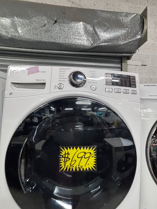 >LG washer 4.5 cu ft & steam dryer 7.5 cu ft set electric 220v front load stackable or side by side - sensor dry He in white   #WM51B