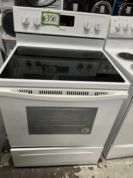 - Whirlpool electric range 4 burner bake broil frozen bake in white  30” #RF87NB