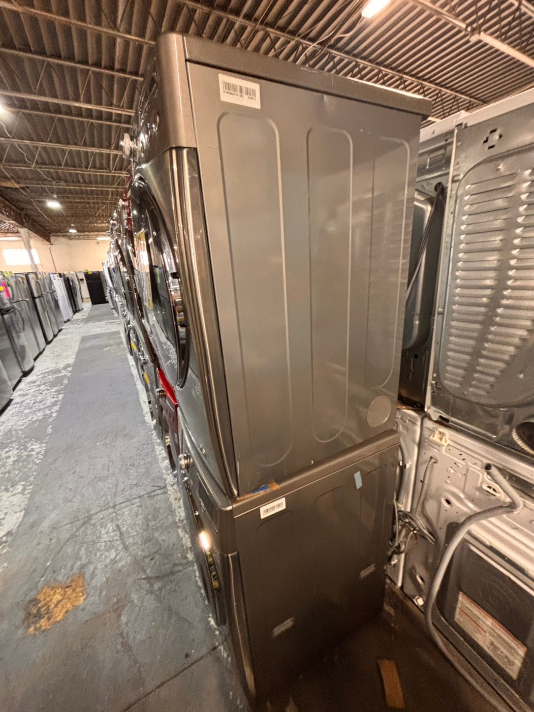 >*special🌟🔥 Used-great conditions refurbished LG steam washer 4.5cu ft & electric steam dryer 7.5 cu ft large capacity set electric 220v front load stackable or side by side - sensor dry He in silver-gray   #WDLGP1SET