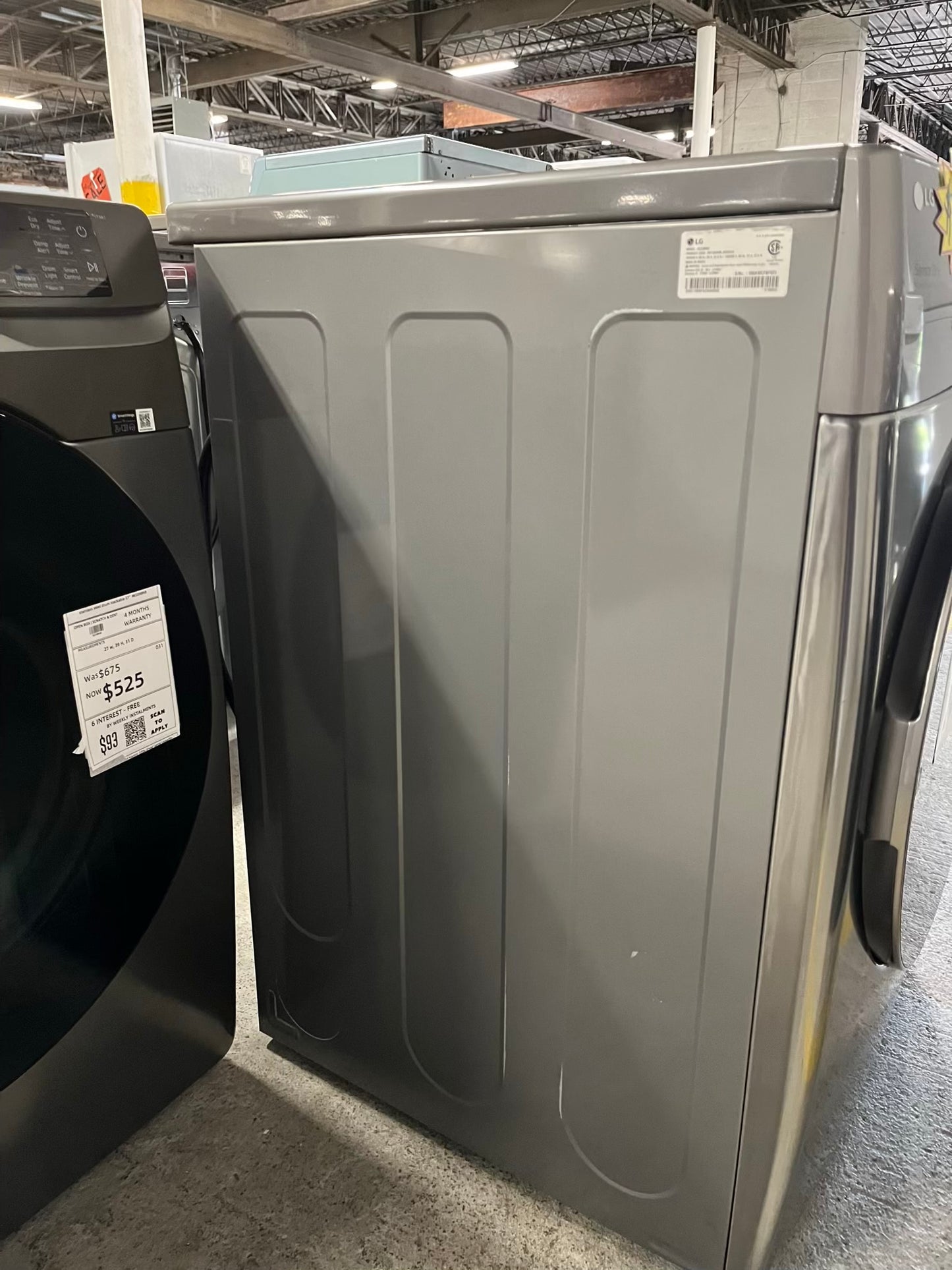 LG  front load stackable electric 220v dryer stainless steel  27" #ED399SB
