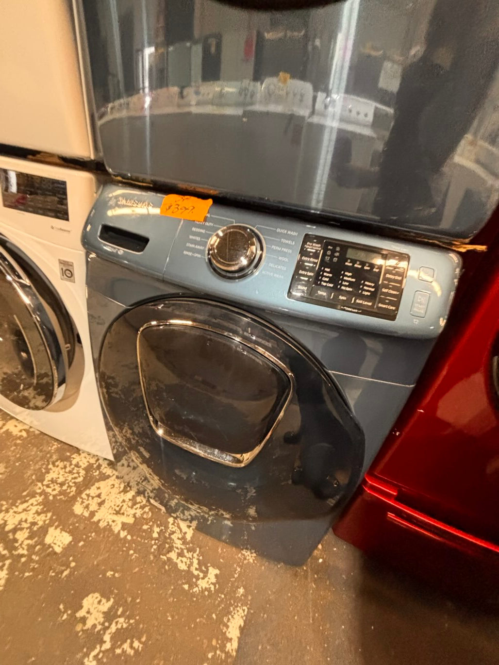 } samsung washer & dryer set electric 220v front load stackable or side by side working 💯  with warranty - sensor dry in sky blue   #ALSKP7ET